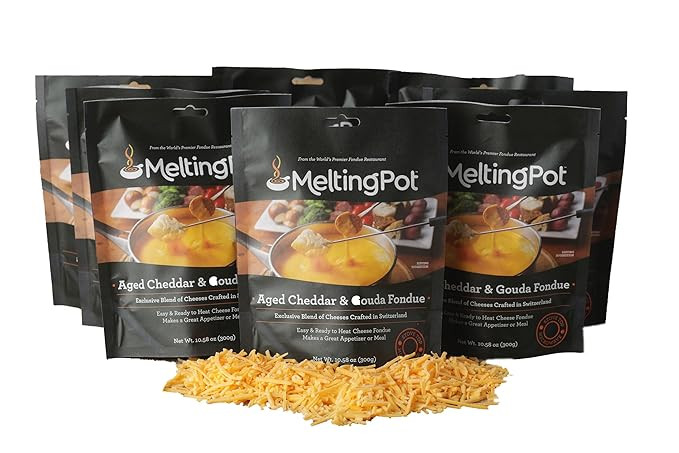 Melting Pot Fondue at Home All Cheese: Aged Cheddar & Gouda Fondue Cheese Bundle, 10.58 oz (Pack ... | Amazon (US)