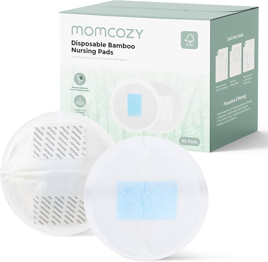 Momcozy Bamboo Disposable Nursing Pads, Advanced Blue Core for Ultra-Absorbent, Leakproof & 3D De... | Amazon (US)