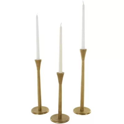 Monroe Lane Traditional Aluminum Metal Candle Holder - Set of 3, Gold | Belk