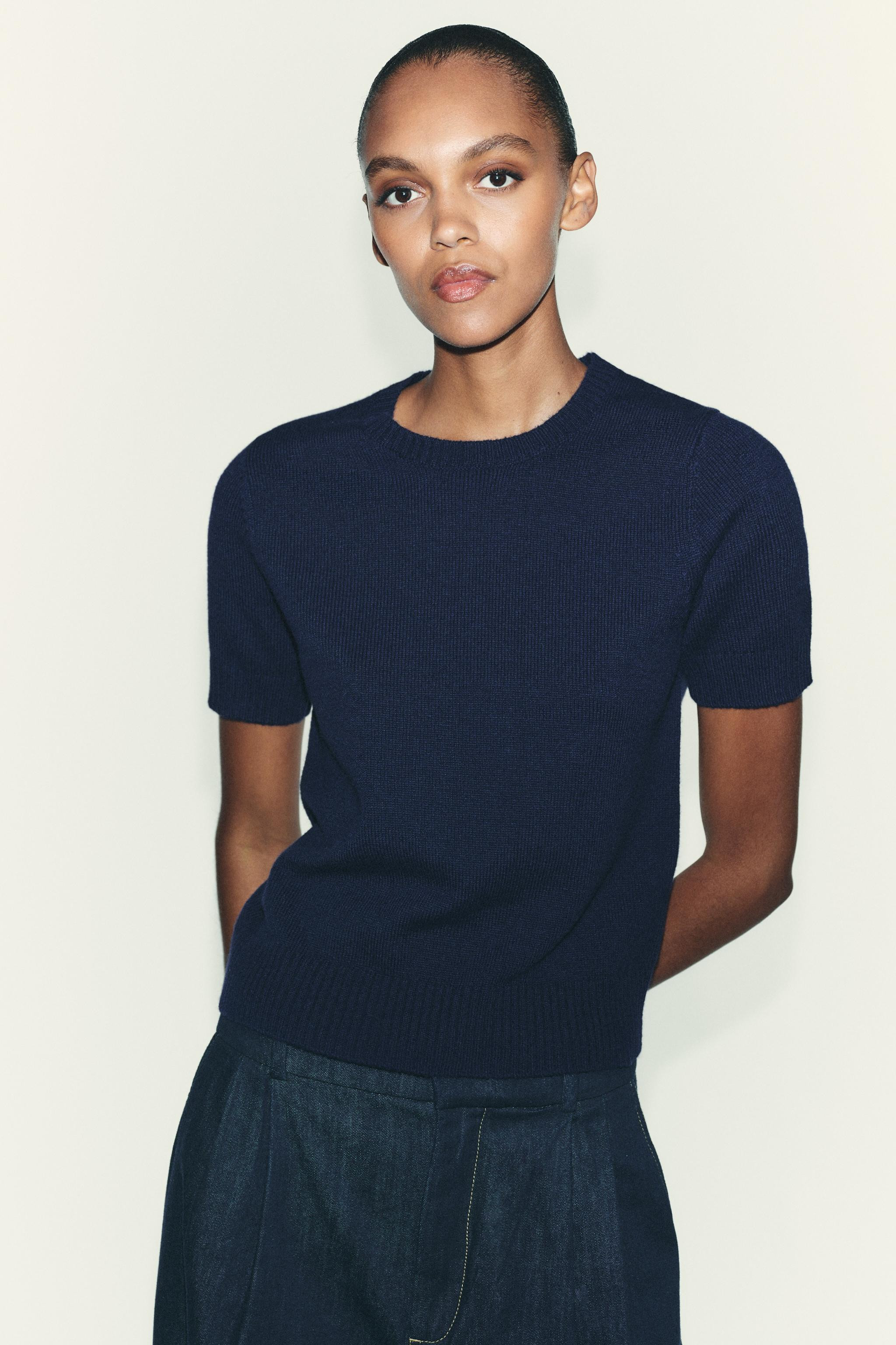 100% WOOL SHORT SLEEVE SWEATER | Zara US
