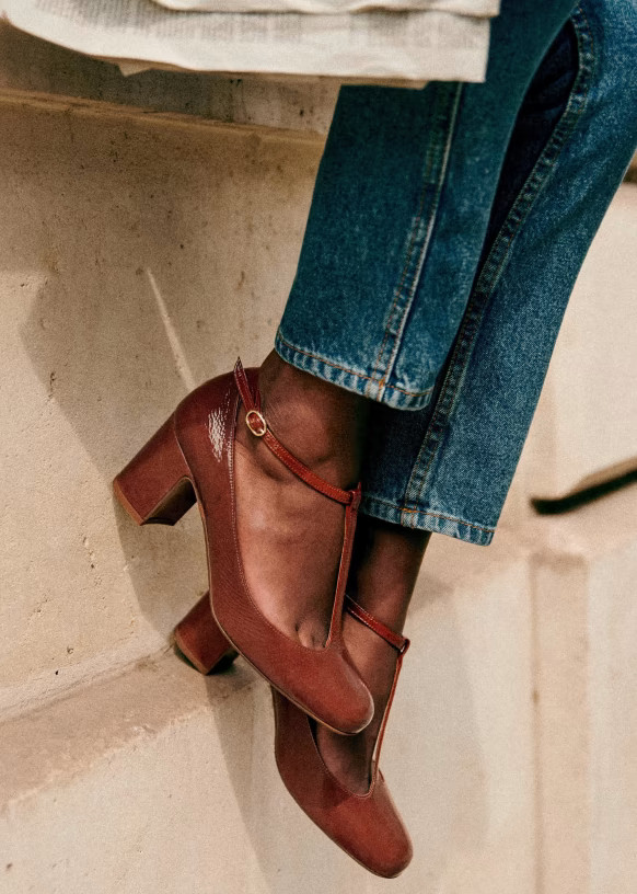 Marcie Babies - Polished camel - Patent goatskin leather - Sézane | Sezane Paris