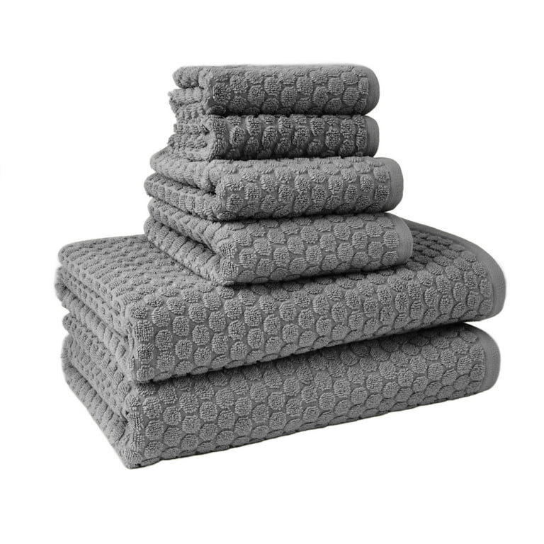 Beautiful by Drew Barrymore 6-Piece Dot Bath Towel Set, Soft 100% Cotton, Charcoal Gray | Walmart (US)