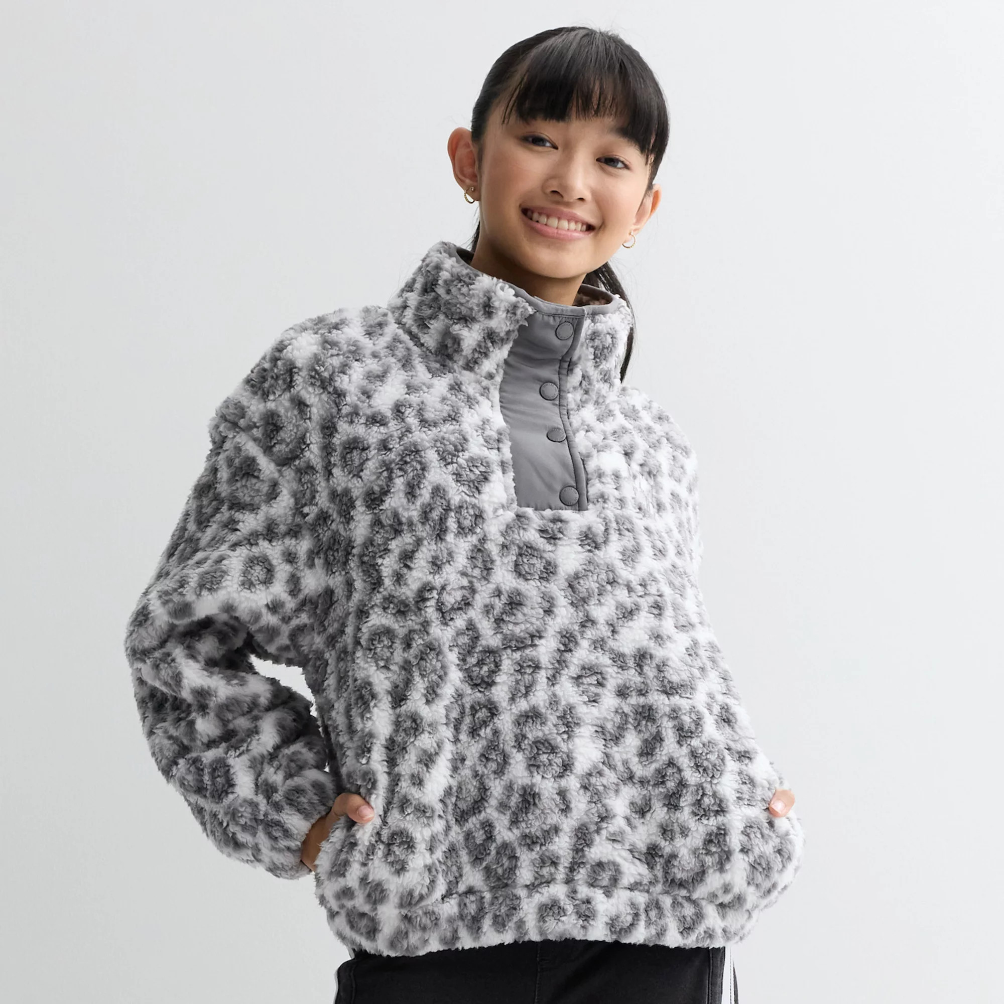 Girls 7-16 Limited Too Sherpa Quarter Snap Pullover | Kohl's