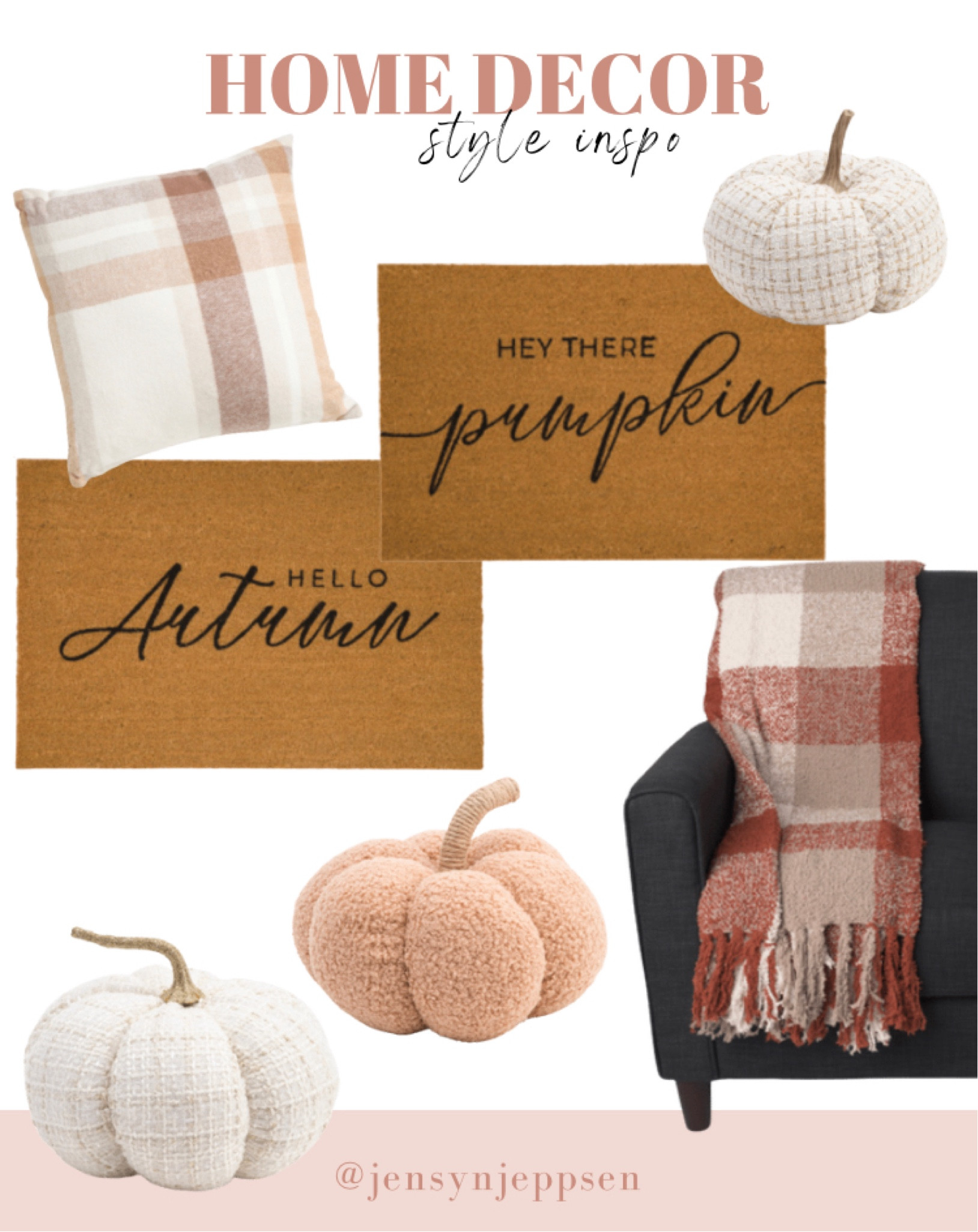 Tjmaxx home decor, fall decor, doormats for fall, plaid blanket, pumpkin decor, pumpkin pillow, plaid pillow, fall home style 

#LTKSeasonal #LTKhome #LTKstyletip