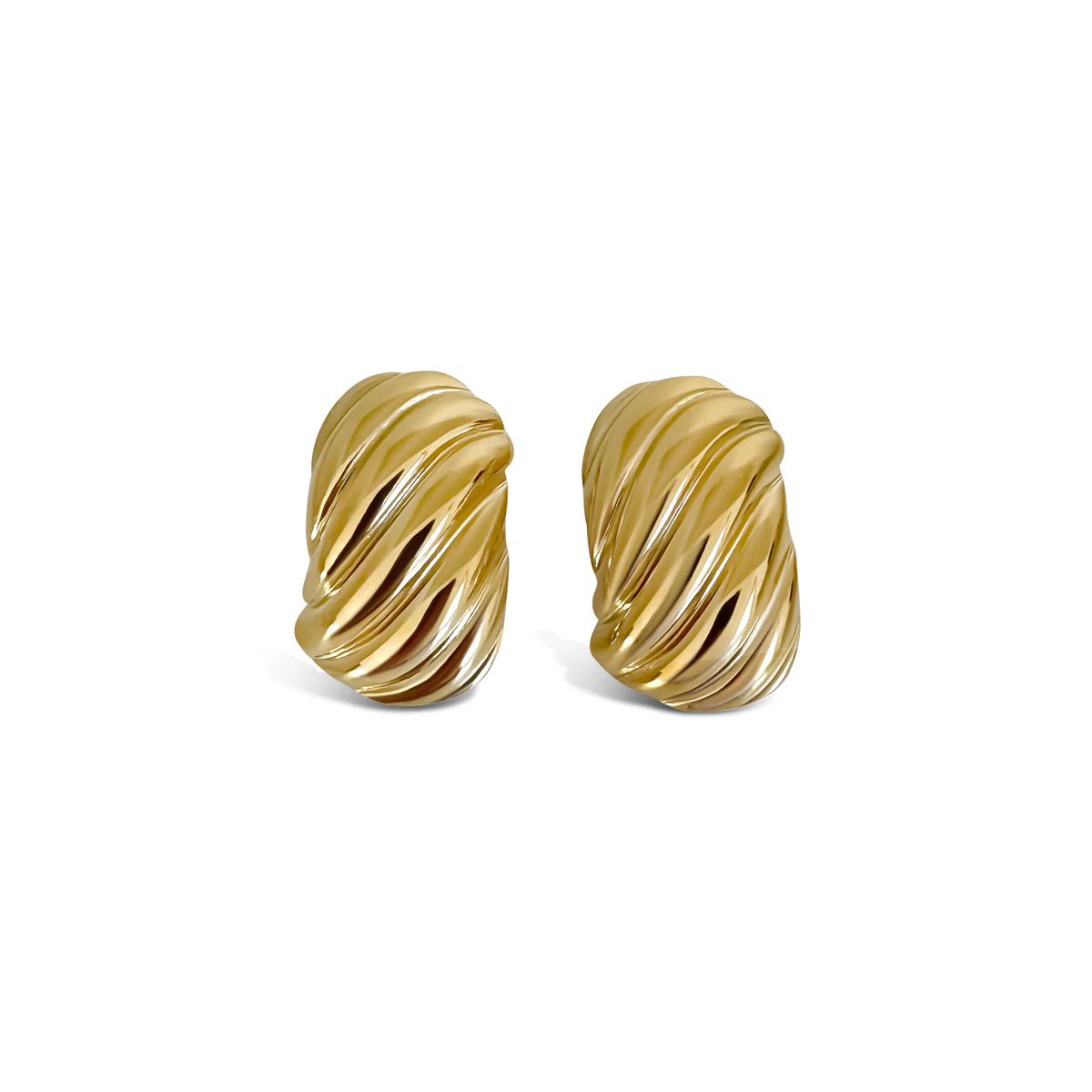 Gold Chunky Ribbed Earrings | Anisa Sojka