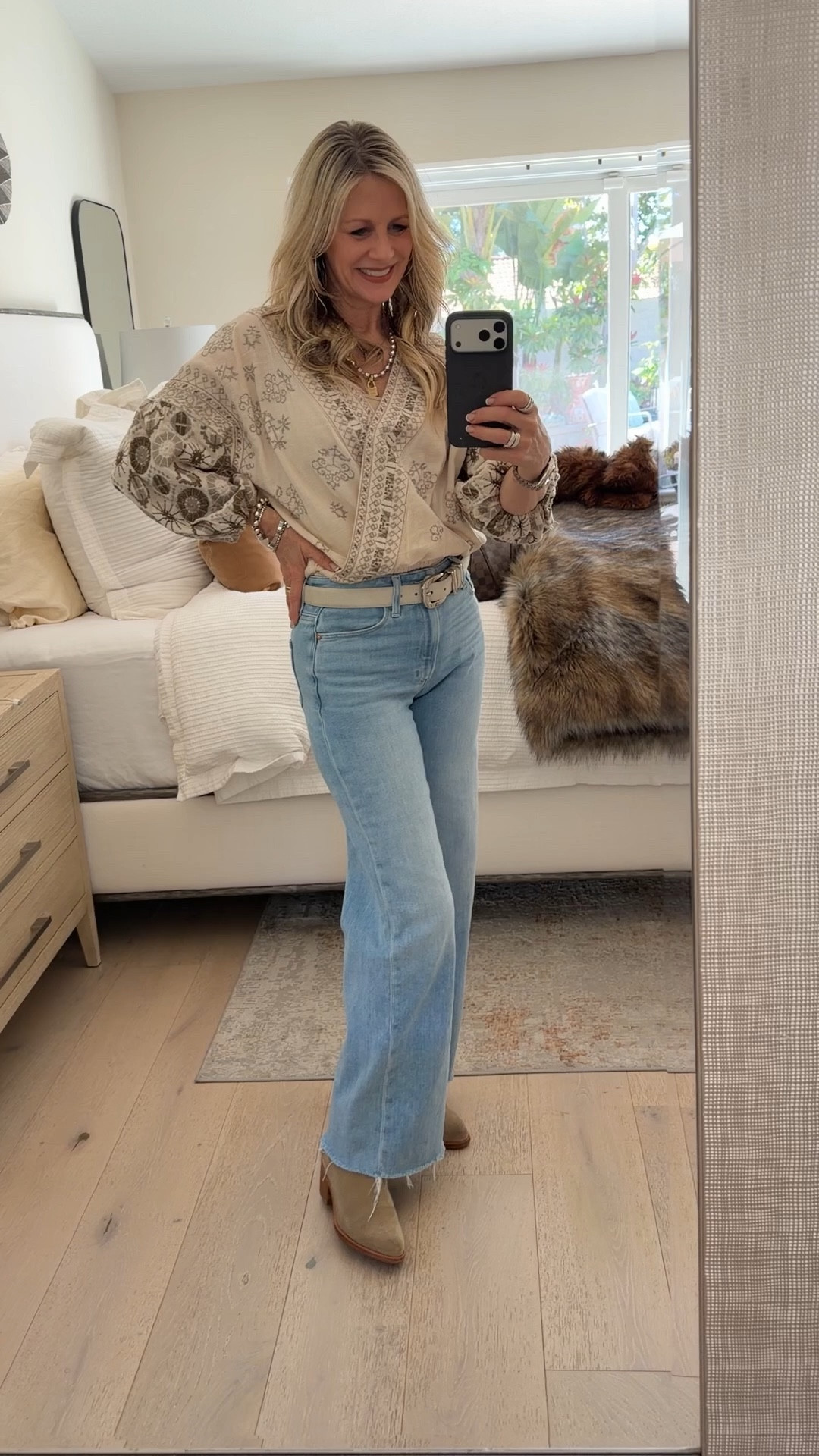 OOTD - It’s work time!  Loving these light Paige jeans with this beautiful Free People top (not linkable, but will find something similar)

#LTKOver40 #LTKWorkwear #LTKootd