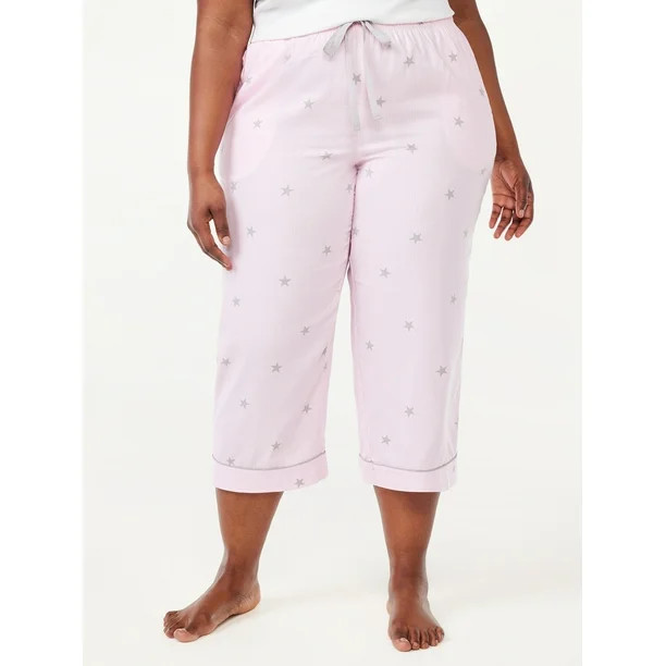 Joyspun Women's Woven Cropped Pajama Pants, Sizes S to 3X - Walmart.com | Walmart (US)
