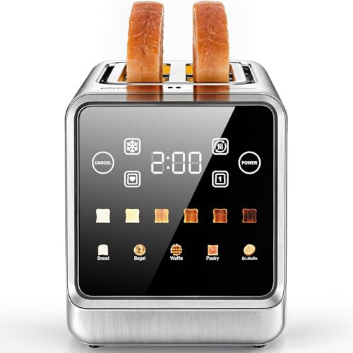 PSIIDAN Touch Screen Toaster 2 Slice, Stainless Steel Smart Digital Toasters with Single Slot Toasting, Memory Function, 5 Bread Types & 6 Shade Settings, 1.5" Toasters 2 Slice Wide Slot, 900W | Amazon (US)