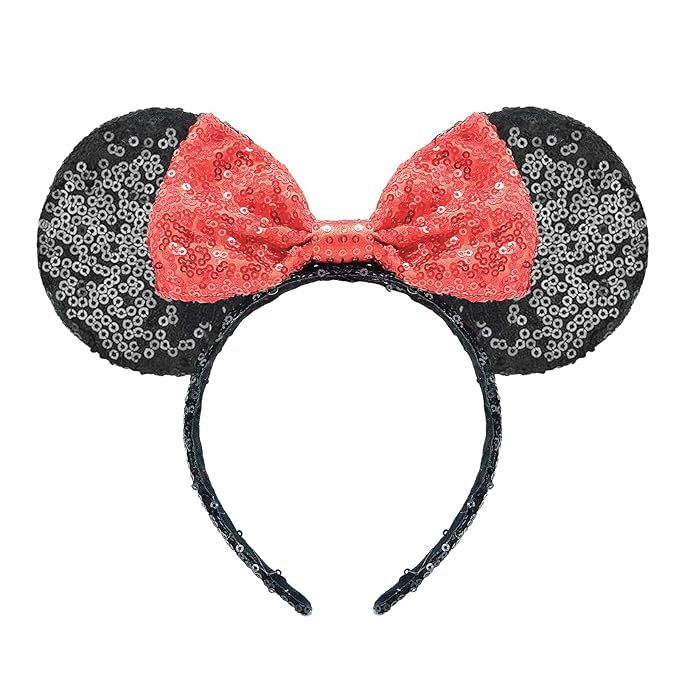 RCRAJE Mouse Ears Bow Headbands, Mice Sequin Ears Headbands for Kids Girls Women, Glitter Party P... | Amazon (US)