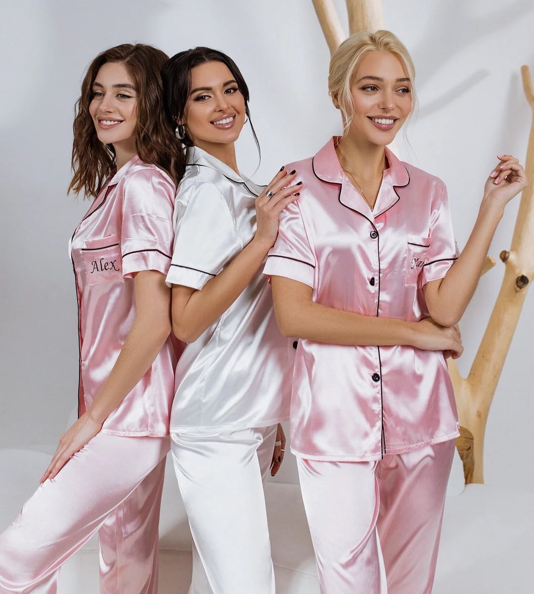 Bachelorette Pajamas, Custom Satin Pajamas, Personalized Pjs, Plus size Pyjamas Bridesmaid Pajama... | Etsy (US)