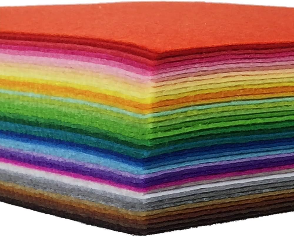 42pcs Felt Fabric Sheet 4"x4" Assorted Color DIY Craft Squares Nonwoven 1mm Thick | Amazon (US)