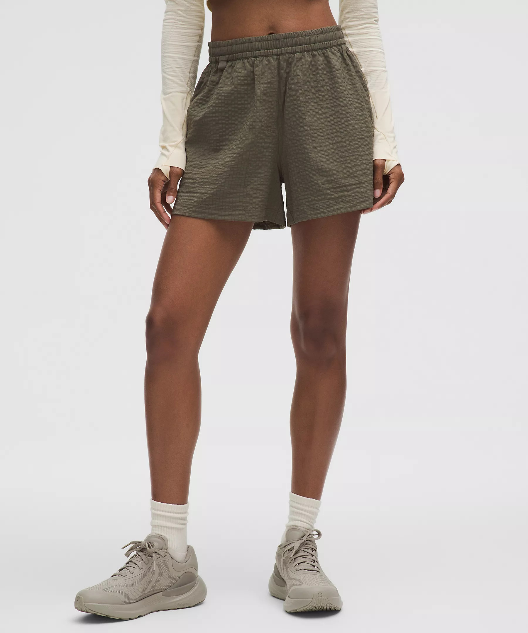 Grid-Texture Relaxed High-Rise Hiking Short 4" | Women's Shorts | lululemon | Lululemon (US)