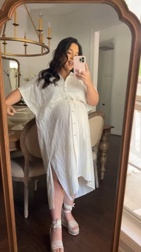 The white dress without a tie or belt! Loose and light weight so nice for summer and so nice for a bathing suit cover up. Wearing a size medium to fit my maternity bump 

#LTKfindsunder100 #LTKfindsunder50 #LTKbump