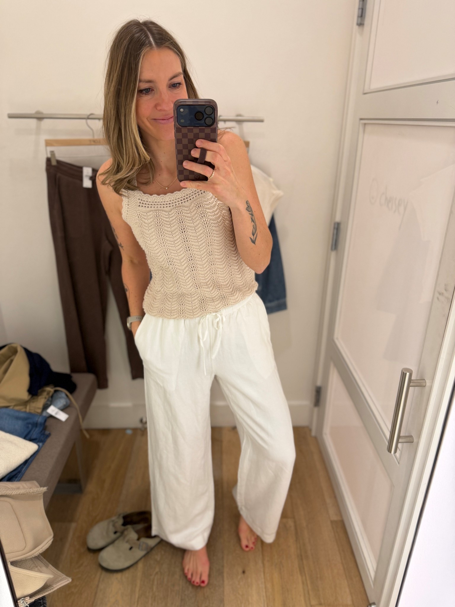 These linen pants 😍 I’m wearing a S here but going to reorder an XS Tall online. Double lined and not see-through 🙌

#LTKSeasonal #LTKSaleAlert #LTKTall
