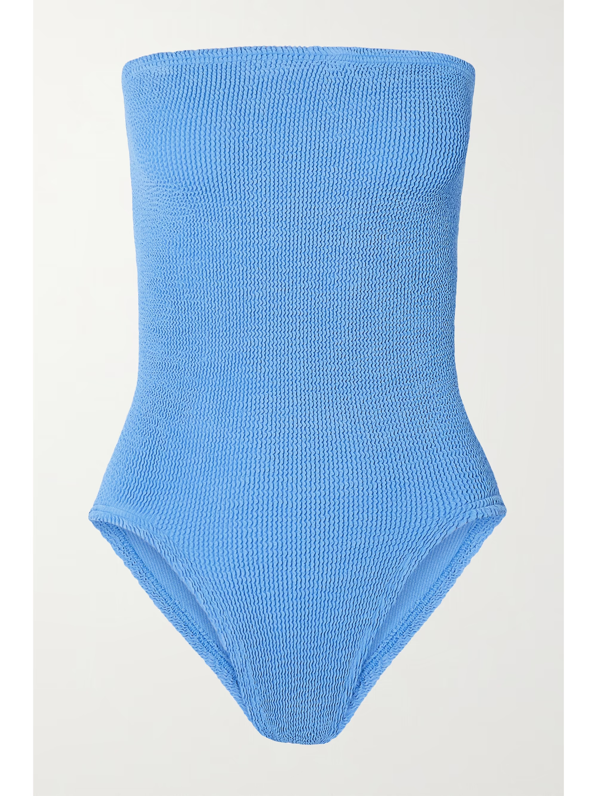 + NET SUSTAIN Audrey strapless seersucker swimsuit | NET-A-PORTER (US)