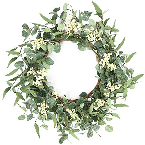 Pinkpum 20'' Eucalyptus Wreath for Front Door, Porch, Window - Green Decor for Home, Farmhouse - ... | Amazon (US)