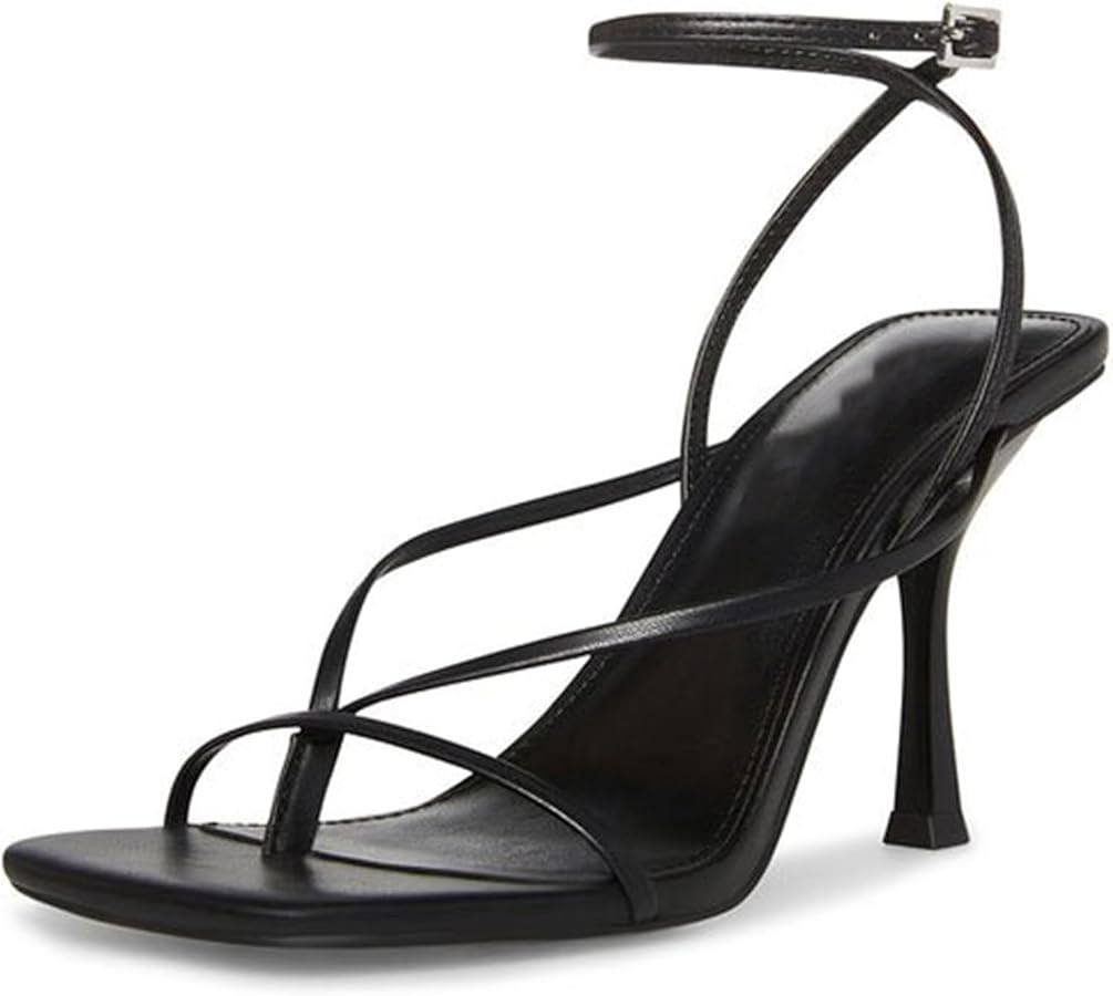 Strappy Heels for Women Square Toe Thong Heels Ankle Strap Stiletto Heeled Sandals | Amazon (US)