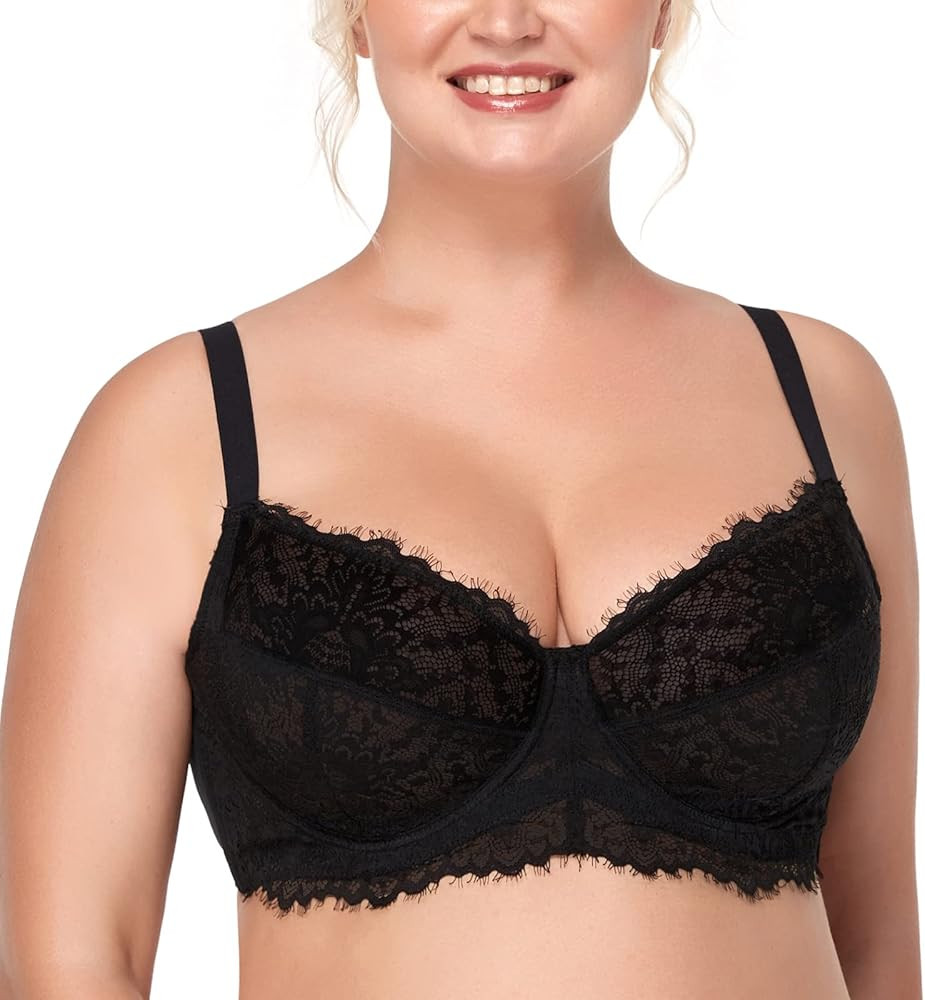 HSIA Minimizer Bra for Women - Plus Size Bra with Underwire Woman's Full Coverage Lace Bra Unline... | Amazon (US)