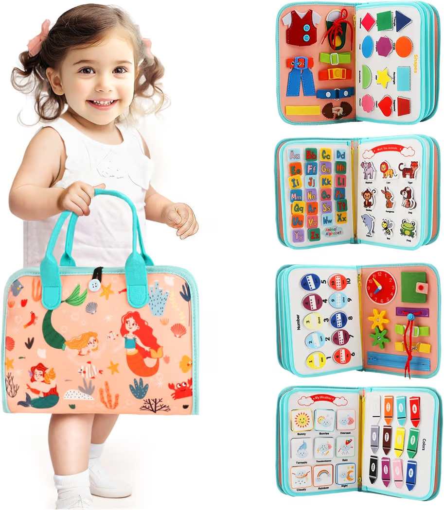 Toddler Busy Board Montessori Toys for Toddlers 3+ Year Old Educational Activity Book Board Senso... | Amazon (US)