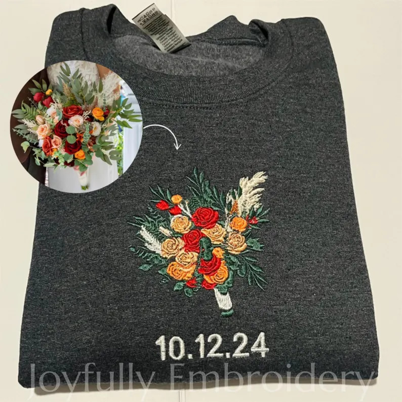 Custom Bridal Bouquet Sweatshirt, Custom Embroidered Bouquet Sweatshirt - Etsy | Etsy (US)