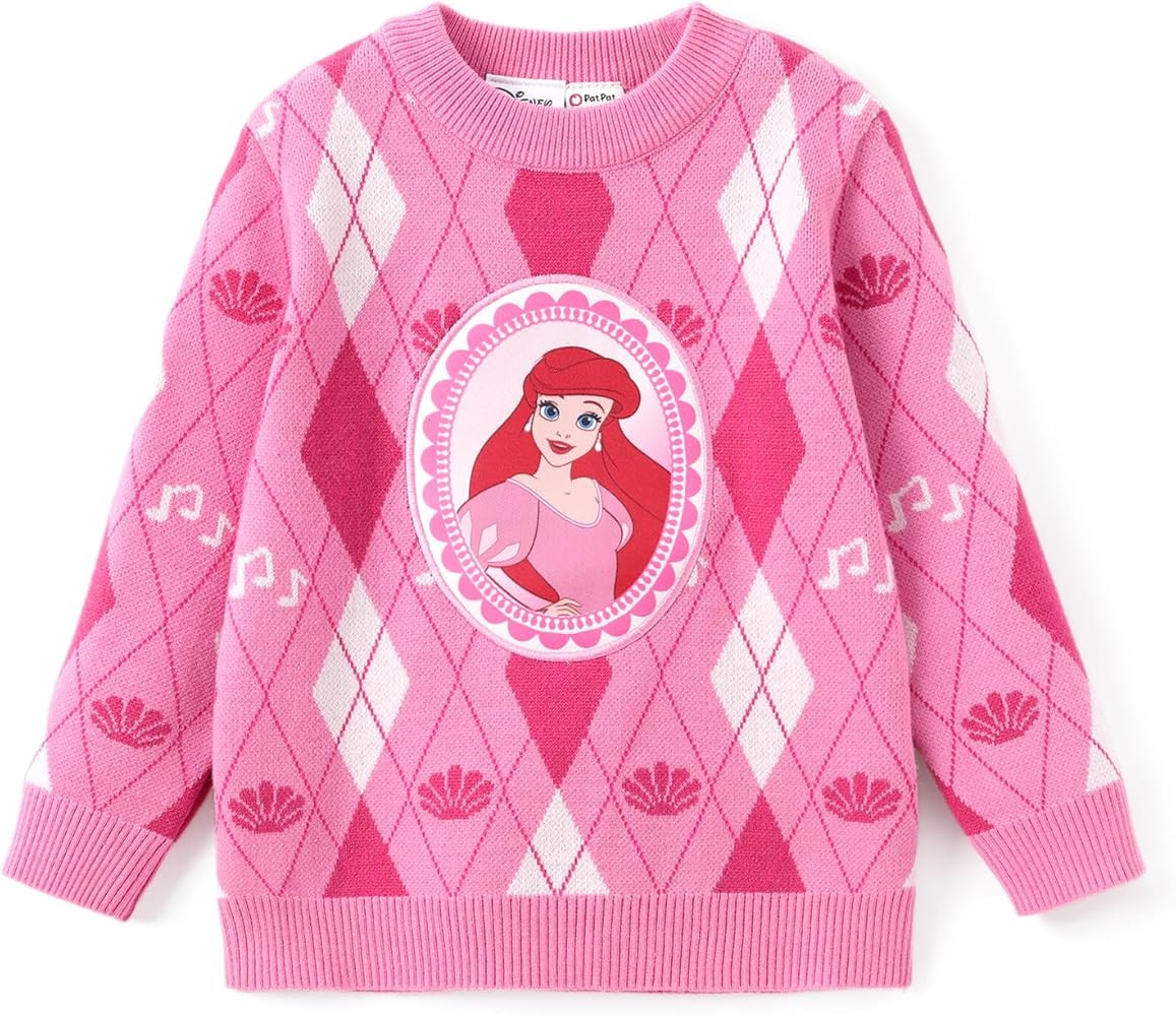 Disney Frozen Elsa Anna Princess Toddler Girl Christmas Sweater: Long Sleeve Crew Neck Knit Pullo... | Amazon (US)