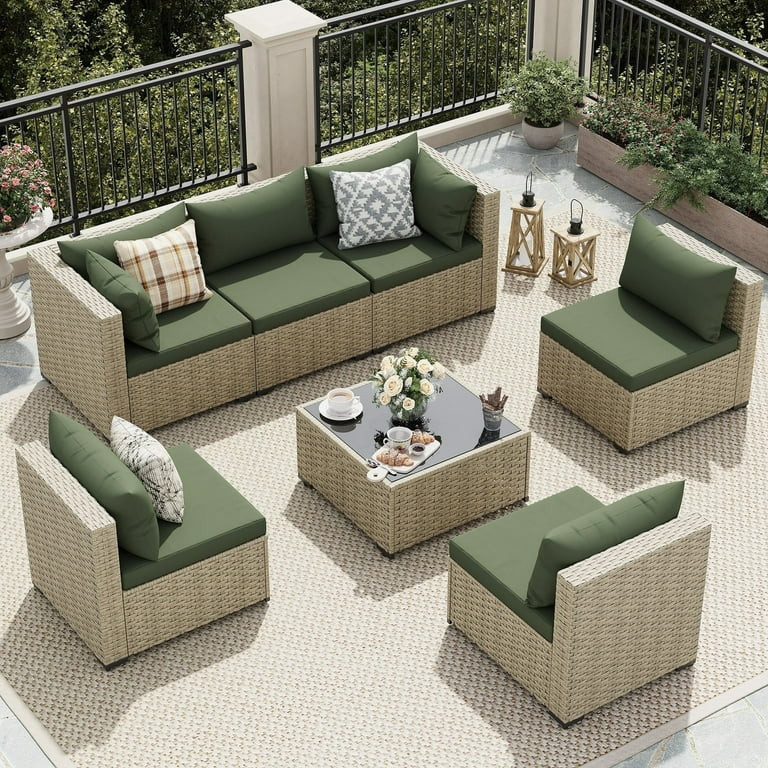 UDPATIO Patio Furniture Sets, Modular Rattan Outdoor Patio Sectional Furniture Sofa Set, Wicker P... | Walmart (US)