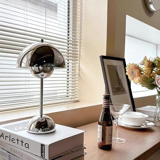 Vintage Style Dome Table Lamp, Crystal Flowerpot Table Lamp Portable Cordless Mushroom Lamp | Mus... | Amazon (US)