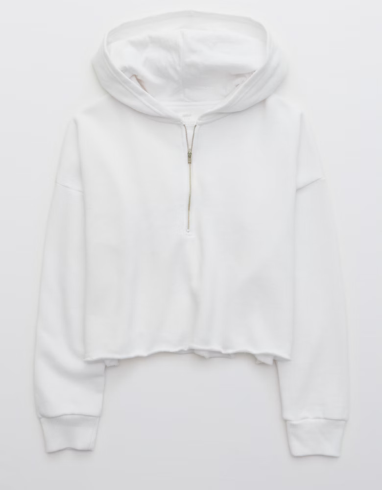 Aerie Fleece-Of-Mind Cropped Quarter Zip Hoodie | American Eagle Outfitters (US & CA)