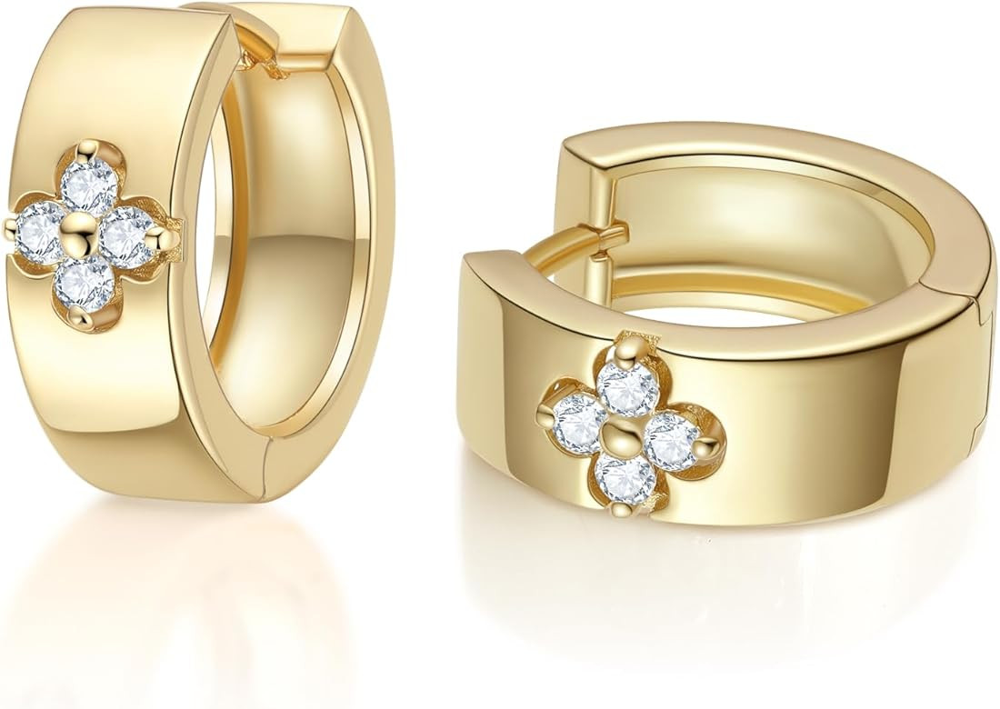 Premium Moissanite Clover Hoop Earrings for Lucky Women Best Gifts (D Color VVS1 Clarity 3EX Cut)... | Amazon (US)