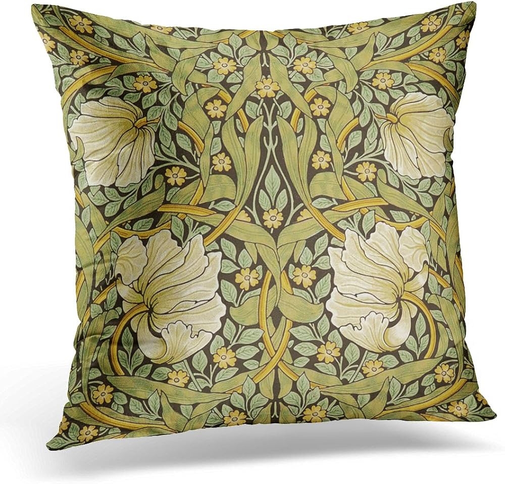 TORASS Throw Pillow Cover White Floral Vintage Pre Yellow Artistic Decorative Pillow Case Home De... | Amazon (US)
