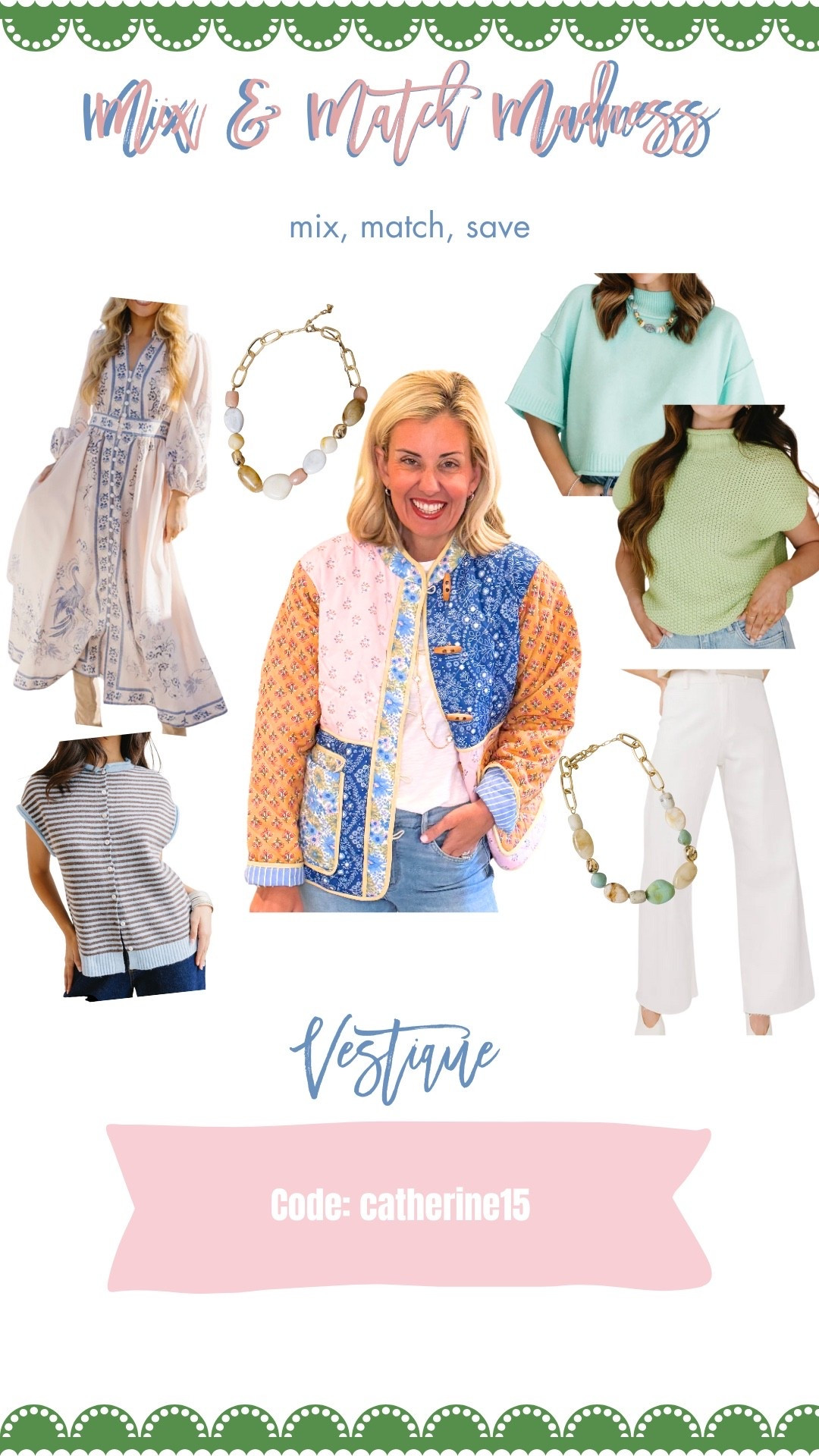 My favorite quilted jacket is from Vestique! They have the cutest dresses, tops, denim, shoes and more! 

Use my code Catherine15 for 15% off

#LTKmomlife #LTKdayinmylife #LTKOver40