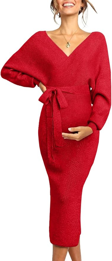 Chang Yun Maternity Nursing Dress Sweater Dress for Women Wedding Guest Dress Baby Shower Materni... | Amazon (US)