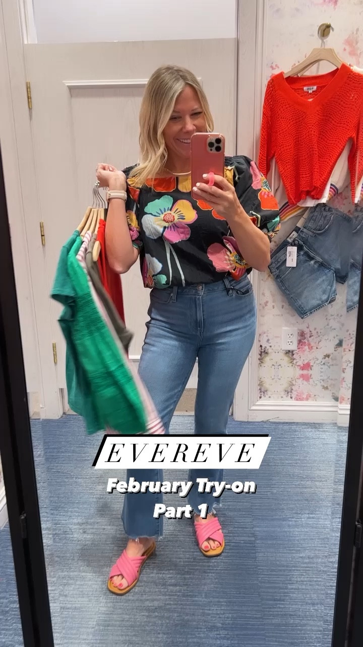 Evereve spring outfit ideas spring shirts tops denim sandals blouses 

Size 26 jeans (wide leg paige not yet online, XS tops. Shoes run tts 

#LTKshoecrush #LTKstyletip #LTKSeasonal
