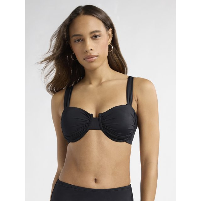 Sofia by Sofia Vergara Women's Shirred Balconette Underwire Swim Top, Sizes XS-XL | Walmart (US)