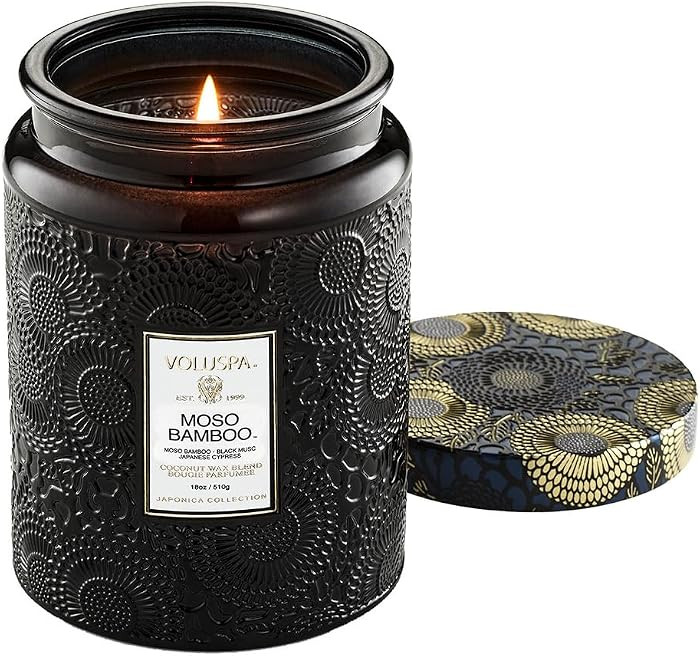 Voluspa Moso Bamboo Large Scented Candle Jar 18 Oz, 100 Hr Burn | Amazon (US)
