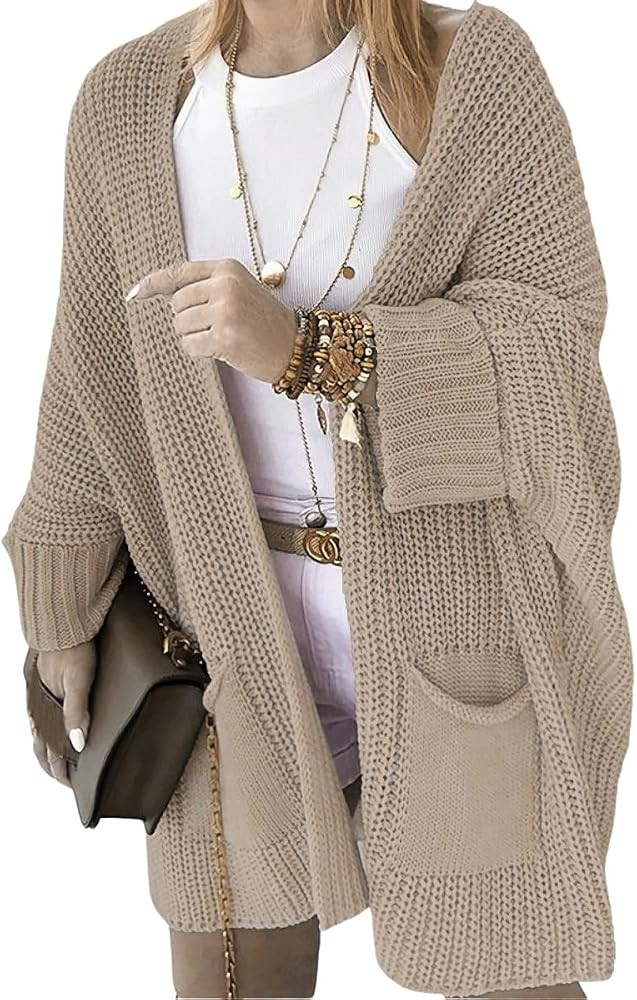 yoeasy Womens Oversized Cardigans Open Front Long Sleeve Casual Soft Knit Cardigan Sweater Outerw... | Amazon (US)