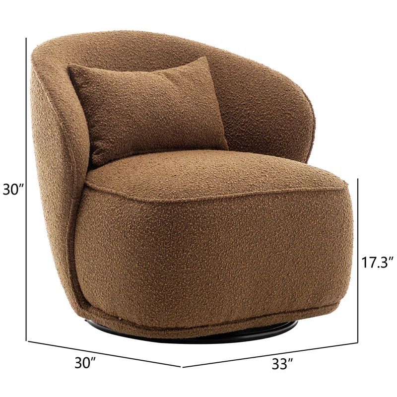 Arijit 33" Wide Boucle Armless Upholstered Swivel Barrel Chair | Wayfair North America