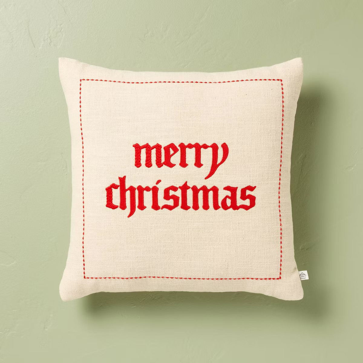 16"x16" Merry Christmas Embroidered Square Throw Pillow - Hearth & Hand™ with Magnolia | Target