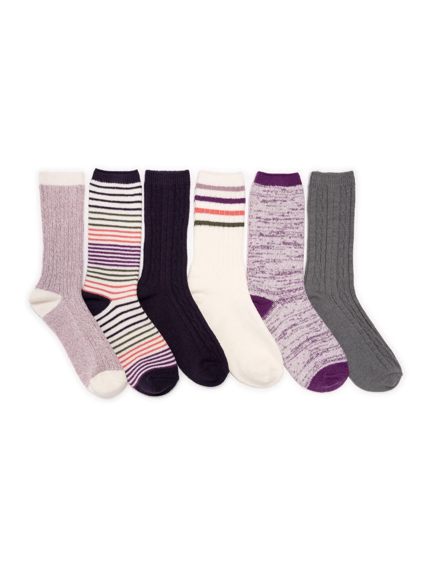 MUK LUKS Women's Fluffy Dream Crew Boot Socks, 6-Pack, OSFM | Walmart (US)