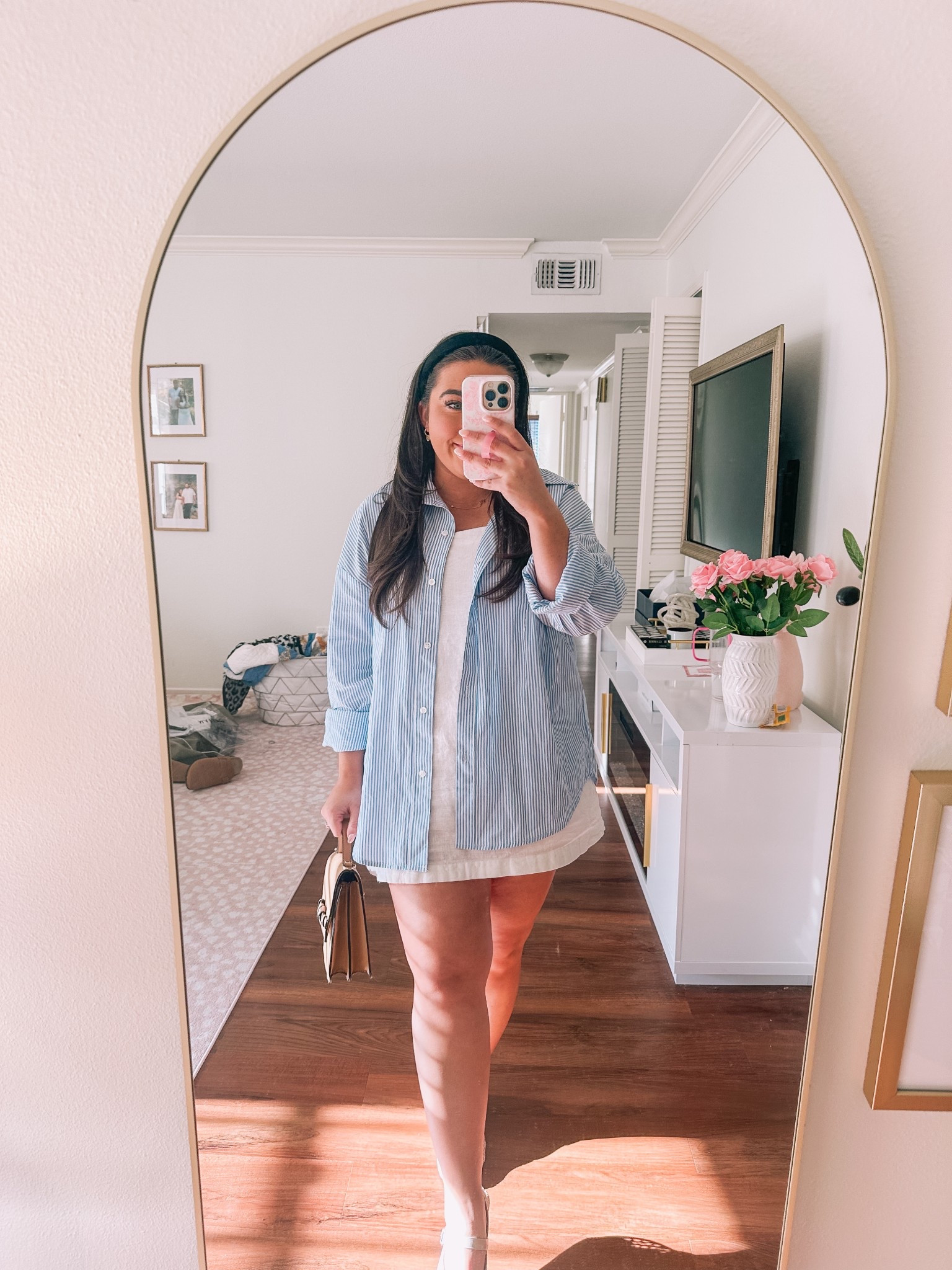 Casual and cute spring outfit! I love this romper dress, seriously so perfect for spring and summer! Wearing a L petite in the dress, L in button down but could’ve done a M 

#LTKFindsUnder50 #LTKStyleTip #LTKPetite