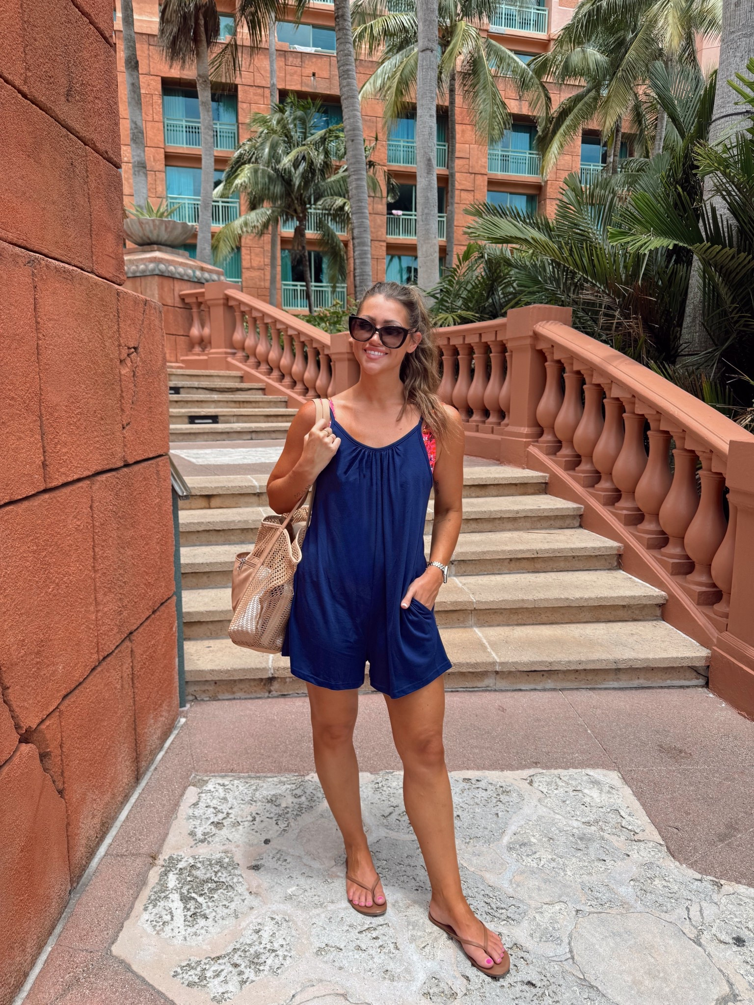 Cutest amazon romper. It’s SO STRETCHY and comfy. Amazing material! True to size. I wore it as a coverup but you can also wear it out as an outfit! Will be so cute for 4th of July— if you have beach plans, use it as a coverup! Or you can wear it out with a cute sports bra under too