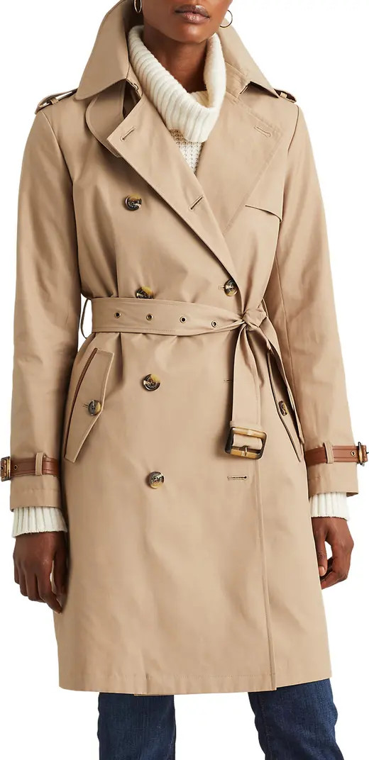Double Breasted Cotton Blend Trench Coat | Nordstrom