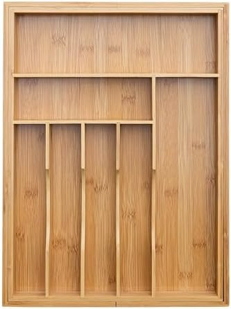 Cutlery Drawer Organizer for Kitchen Utensils, 13-20 Inches Expandable Bamboo Utensil Tray, Large... | Amazon (US)