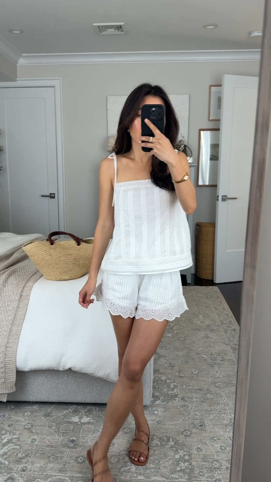 Sizing below 👇 Code AFJEAN for an extra discount this weekend! Abercrombie 100% cotton spring / summer pieces

• Lace-Trim Tie-Strap Cami xxs, petite friendly, double-lined and lightweight

• Cotton Ruffle Pull-On Shorts xxs also petite friendly and double lined 

• Marc Fisher strappy sandals 5.5 size up half if you don’t have narrow feet 

Matching set, easy summer outfit, tie strap top, 2026 spring summer 

#LTKPetite #LTKootd #LTKSeasonal