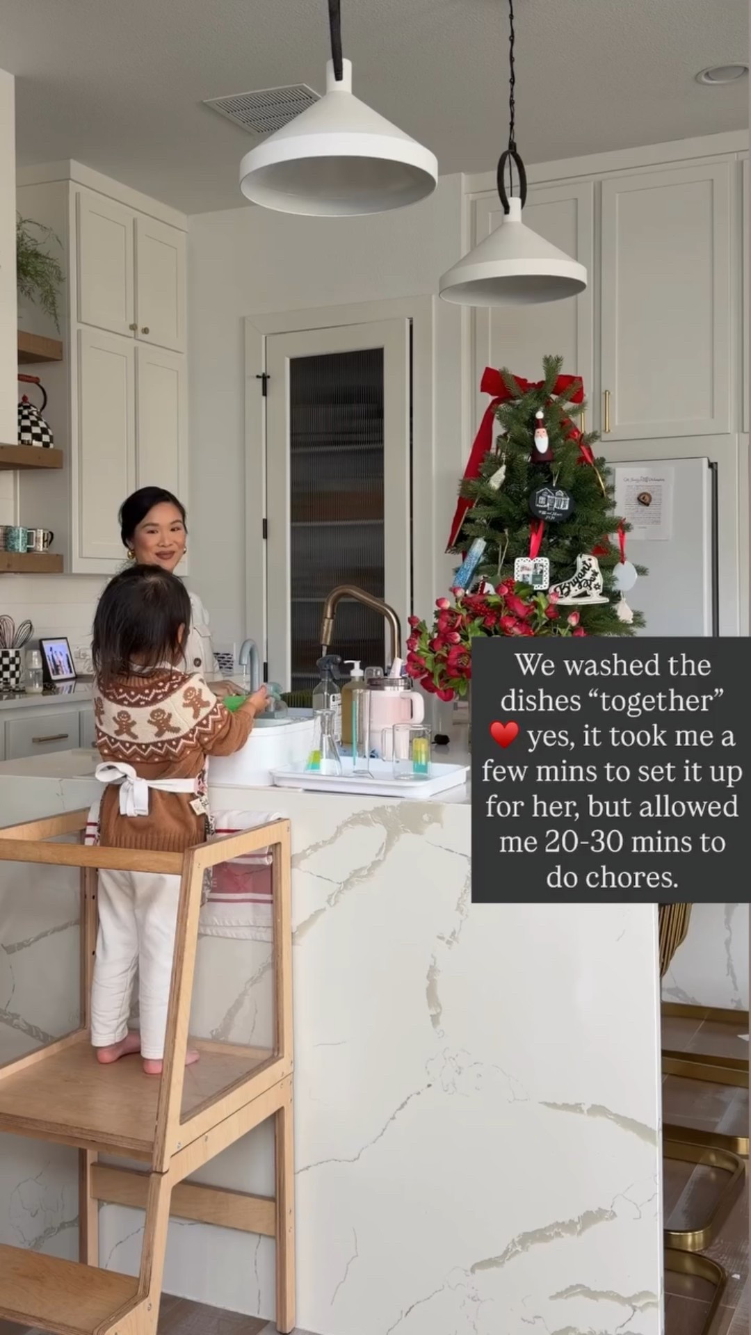 A toddler tower, toddler sink from Lovevery and some towels got me 20-30 minutes of time to do chores. Whenever I wash the dishes I try to set up an activity for Em so she feels like she’s involved and participating. Also linking her gingerbread holiday sweater, our kitchen sources and my outfit  

#LTKKids #LTKmomlife #LTKHome