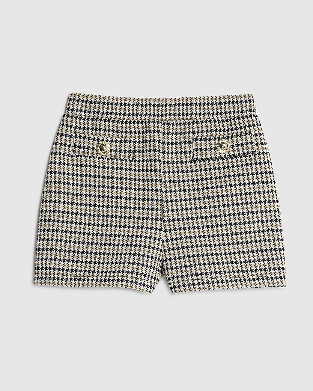 Girls Beige Check Button Shorts | River Island UK & IE