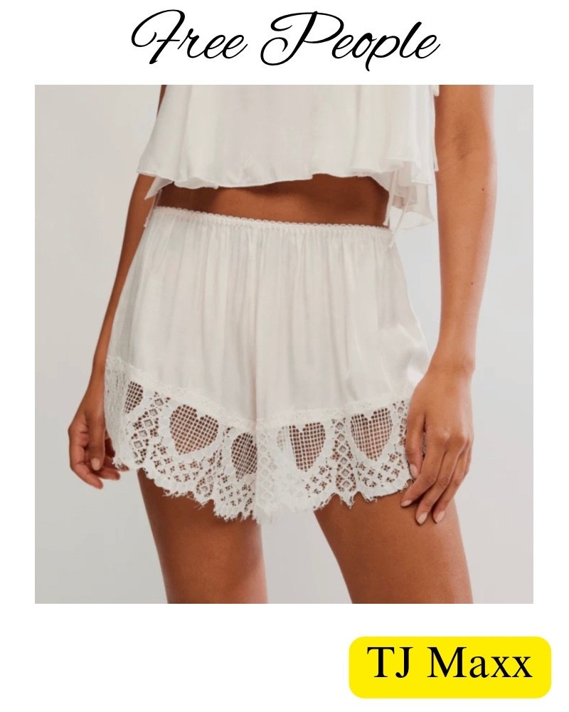 I love these Heart shorts from From Free people. You could wear them as pajamas or with a T-shirt Out. White, lace, summer, spring, design designer deals.

#LTKSaleAlert