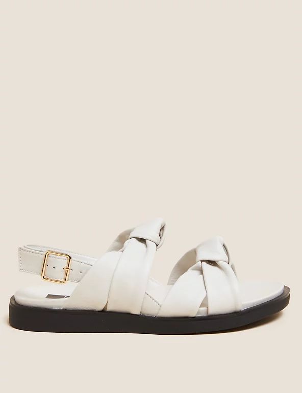 Wide Fit Leather Knot Flat Sandals | M&S Collection | M&S | Marks & Spencer (UK)