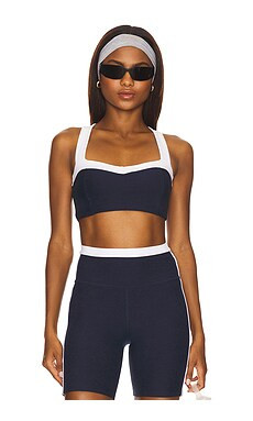 Beyond Yoga Spacedye Trophy Sports Bra in Nocturnal Navy & Cloud White from Revolve.com | Revolve Clothing (Global)