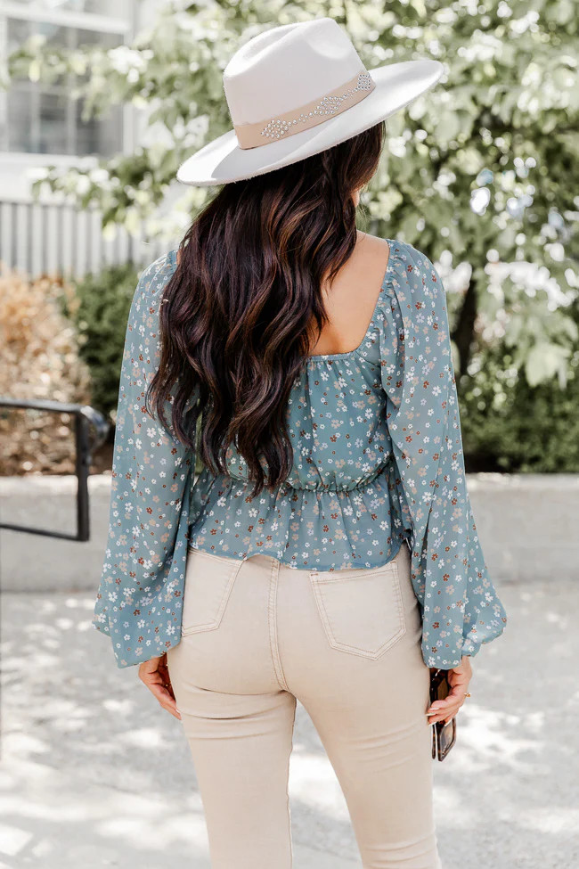 Picking Petals Sage Floral Blouse | Pink Lily